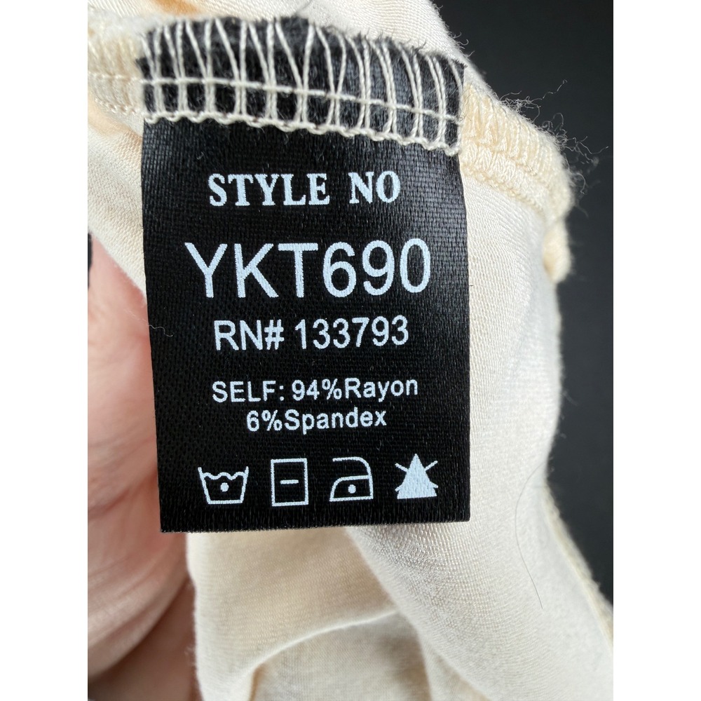 POL Womens Cream Henley Long Sleeve Top Chevron Trim YKT690 Size M - Picture 7 of 9